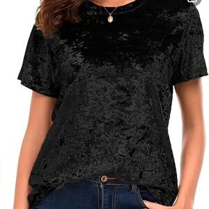 NWT Old Navy 4X Plus Velvet, Black w/Shine Blouse, short sleeve
